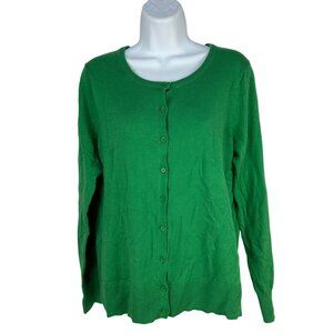 Old Navy Green Button Front Cardigan Sweater Size Large Classic Knit Lightweight